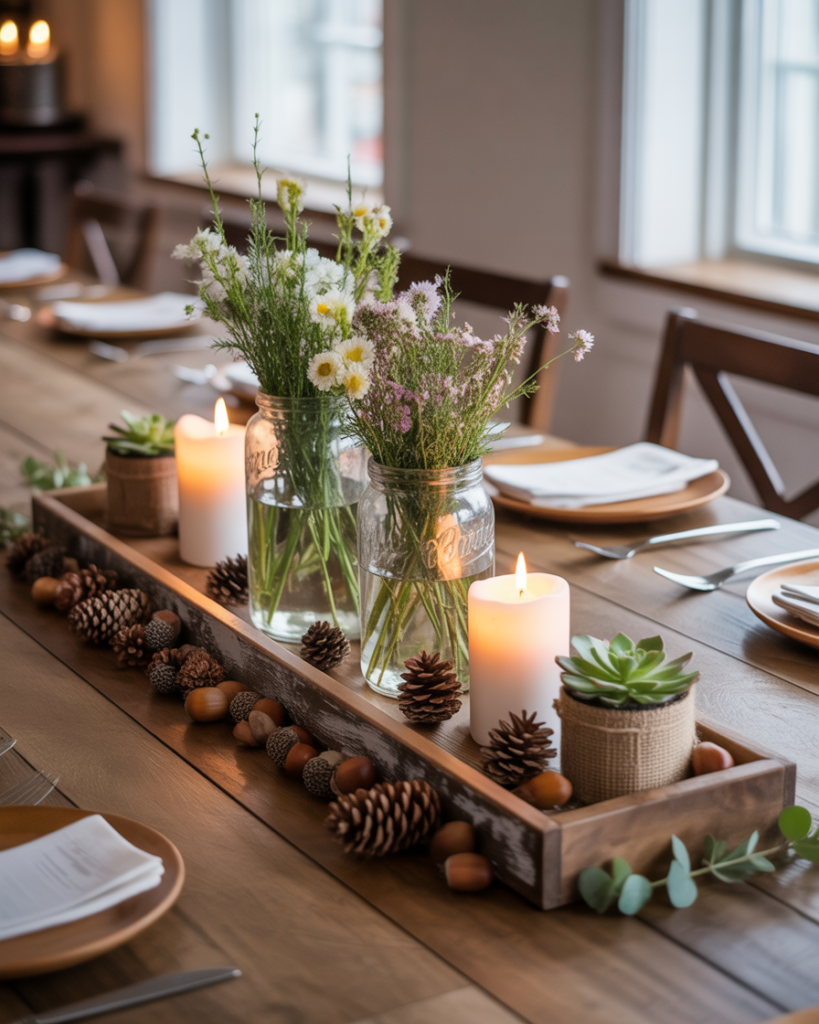15 Dining Room Table Centerpiece Ideas That Will Instantly Make Your Space Look Expensive (Without Actually Being Expensive) 11 Rustic Wooden Touches