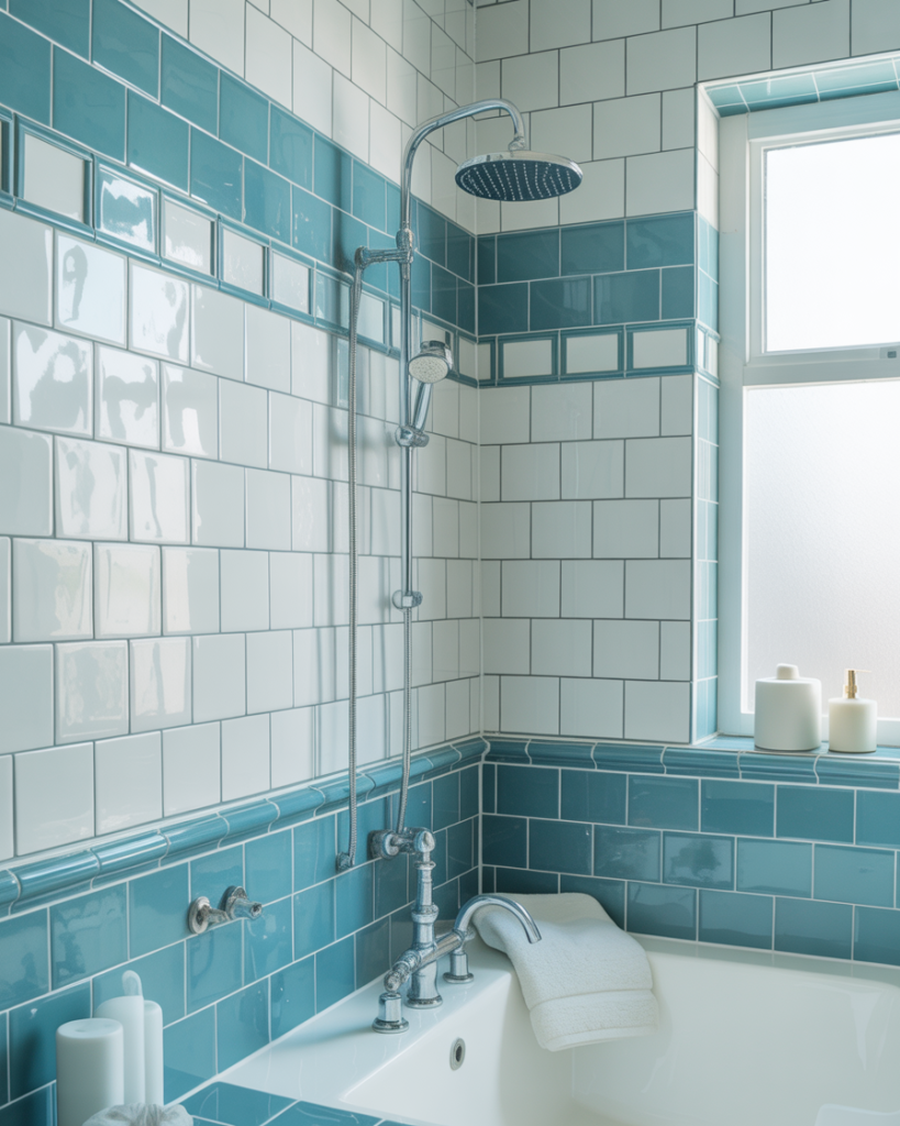 Sky Blue White Tiles
