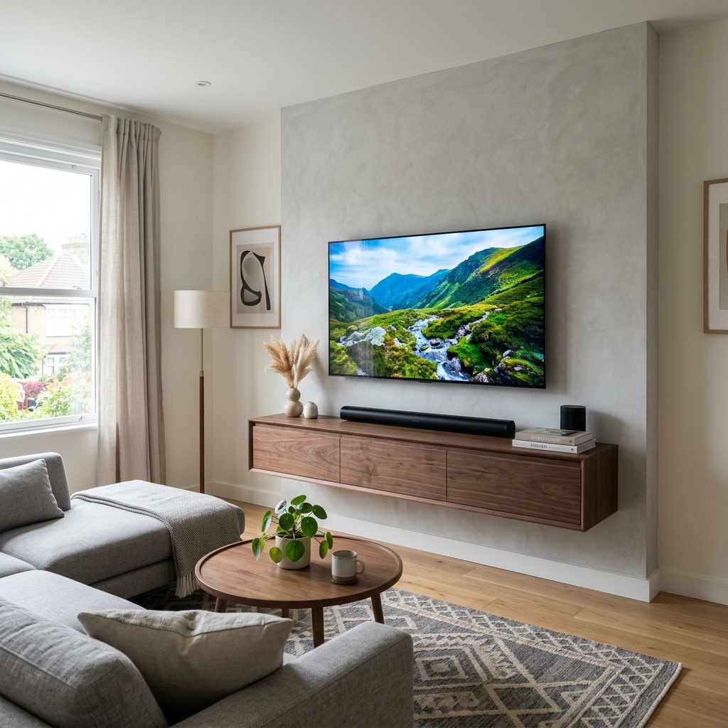 15 Living Room TV Wall Ideas That Will Instantly Upgrade Your Space (Like… Why Didn’t You Do This Sooner?) 2 Sleek Floating TV Unit Hidden Wires