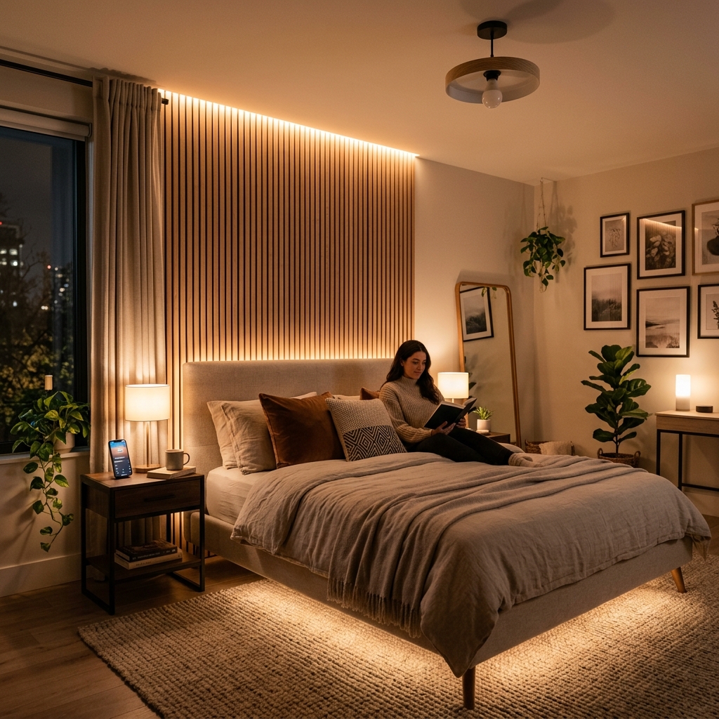 15 Trending Bedroom Ideas That Will Instantly Make Your Space Feel Like a Pinterest Dream 8 Smart Lighting