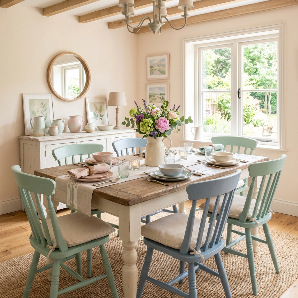 14 Farmhouse Dining Room Ideas That Feel Straight Out of a Pinterest Dream (But Way More Livable) 12 Soft Pastels for a Fresh Take