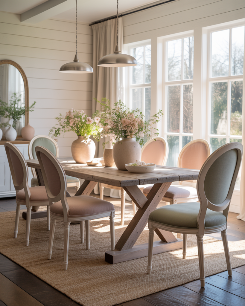 14 Modern Farmhouse Dining Room Ideas That Feel Straight Out of a Pinterest Dream (But Totally Livable) 11 Soft Pastels for a Fresh Twist
