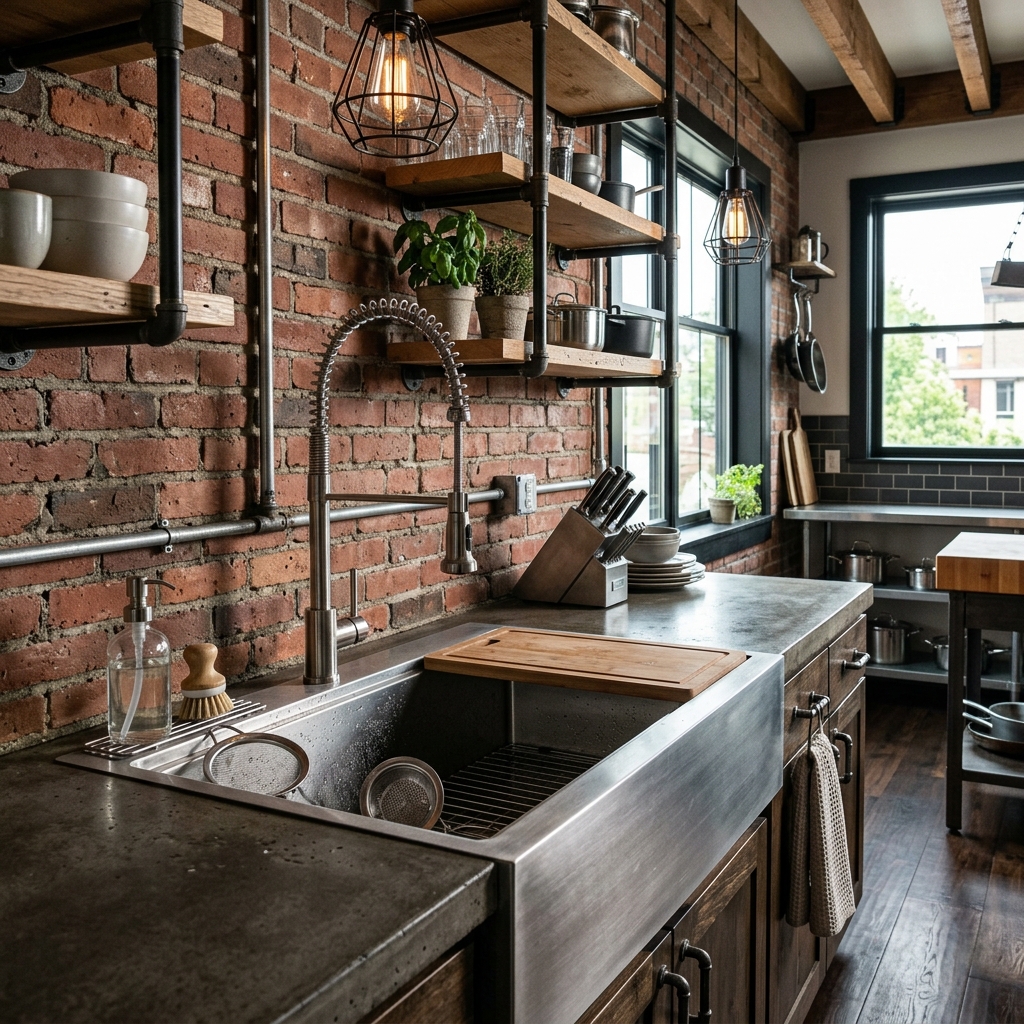 Stainless Steel Sink Industrial Vibes