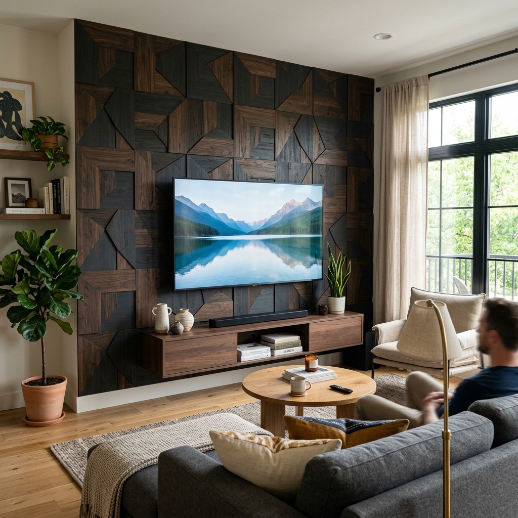 15 Living Room TV Wall Ideas That Will Instantly Upgrade Your Space (Like… Why Didn’t You Do This Sooner?) 5 Textured Accent Wall