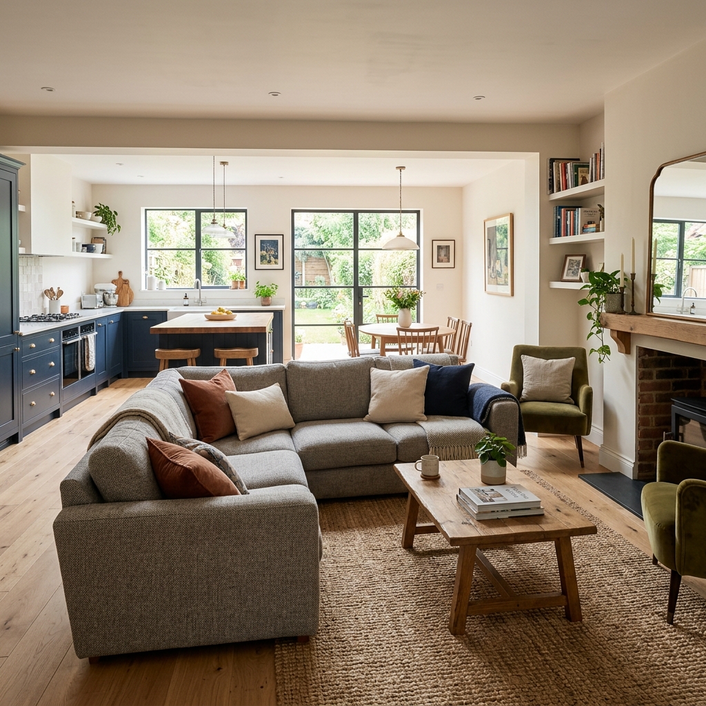 14 Open Plan Kitchen Living Room Ideas That Will Make Your Home Look Straight Out of Pinterest 6 The Cozy Corner Sofa Trick 2