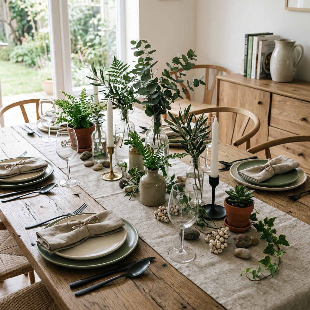 15 Dining Room Table Centerpiece Ideas That Will Instantly Make Your Space Look Expensive (Without Actually Being Expensive) 2 The Effortless Greenery Vibe