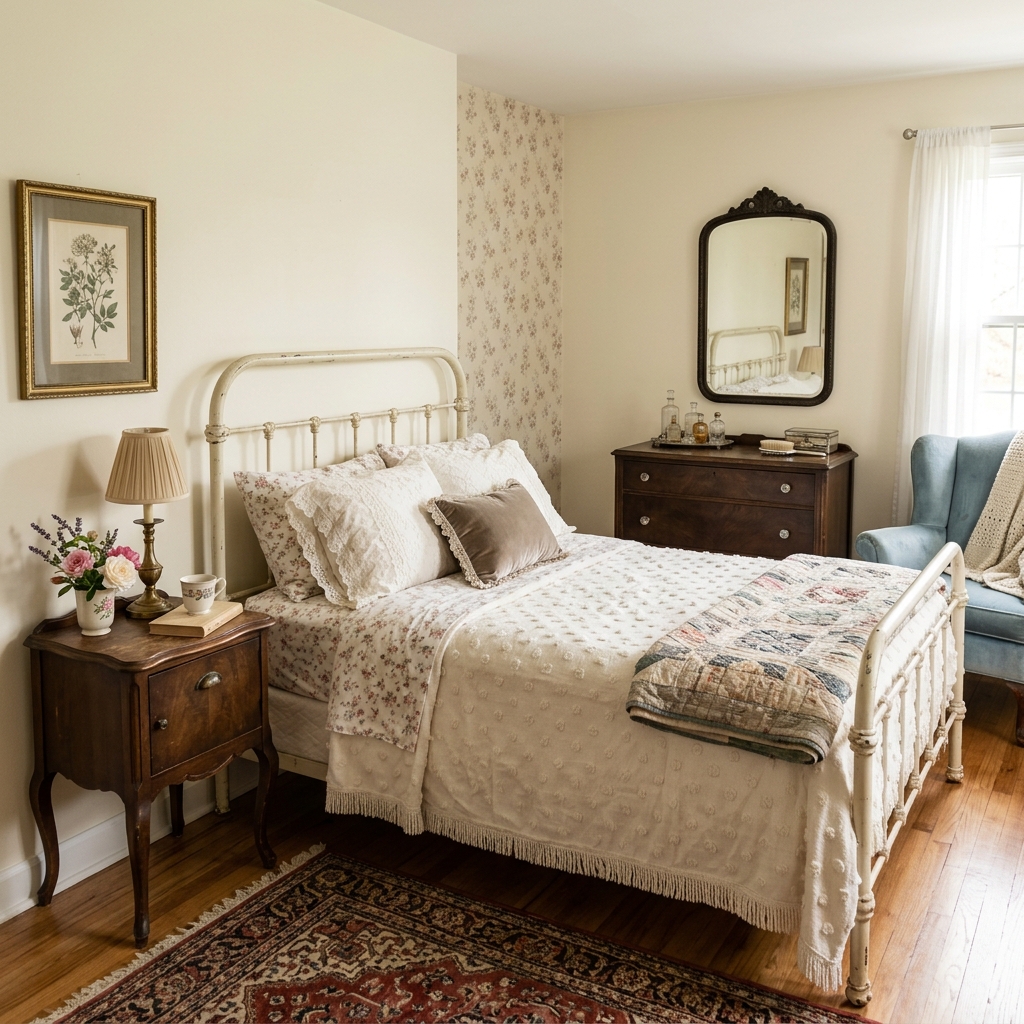 14 Spare Bedroom Ideas That’ll Make You Want Guests Over (Or Never Leave the Room Yourself) 11 The Vintage Charm Bedroom