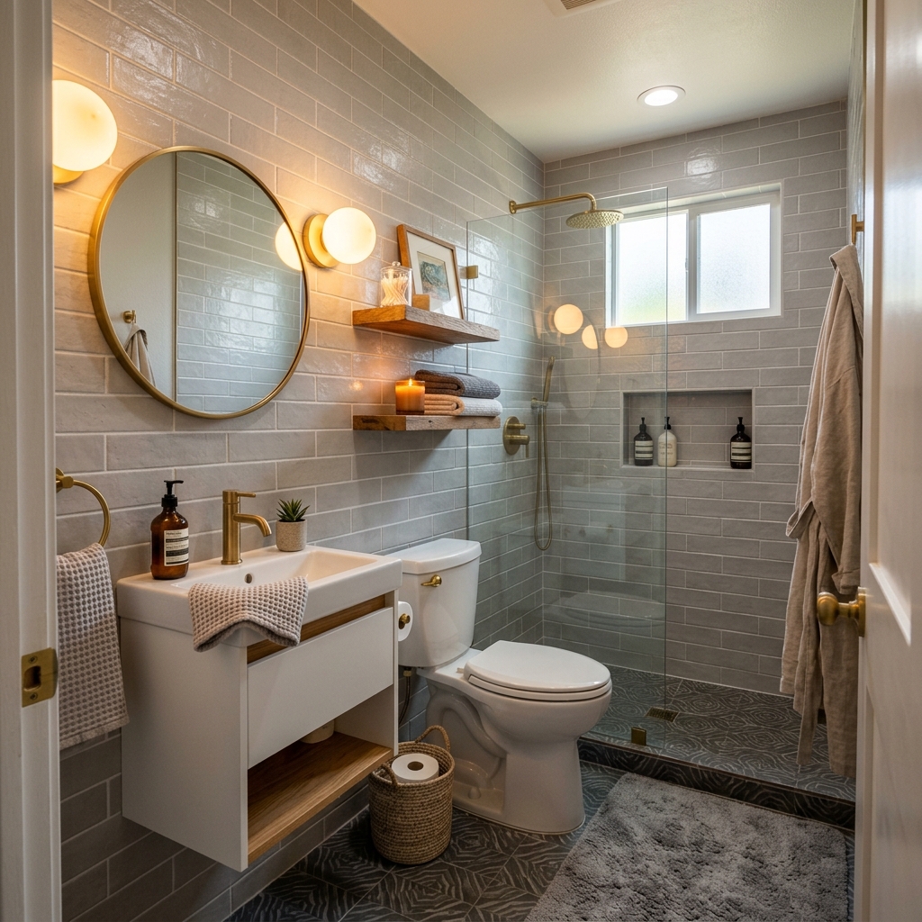 Tiny Bathroom Grey Glow Up