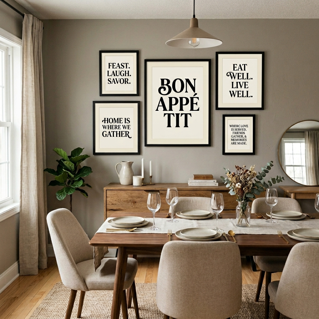 15 Dining Room Wall Decor Ideas That’ll Make Your Space Look Straight-Up Designer (Without the Drama) 10 Typography Art