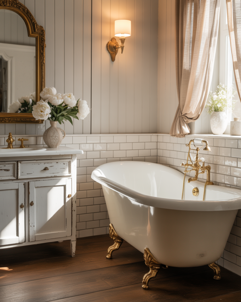 15 White Bathroom Ideas That Will Make Your Space Feel Like a Luxe Spa (Without Trying Too Hard) 13 Vintage White Charm