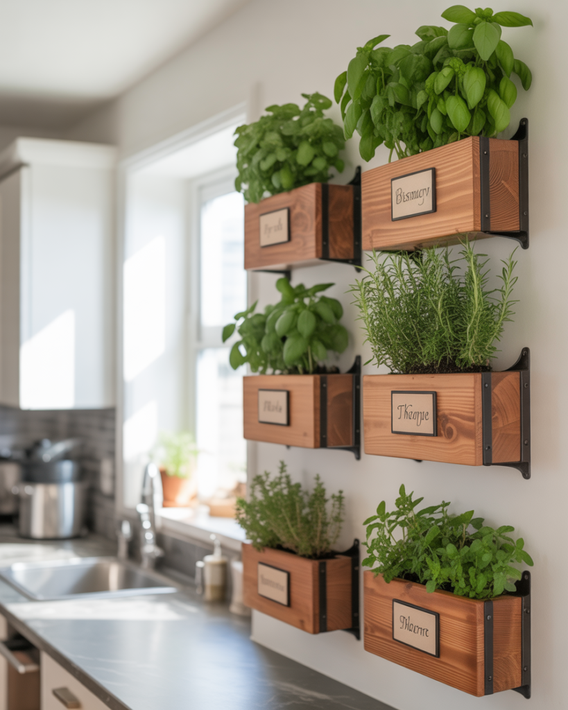 15 Kitchen Wall Decor Ideas That Instantly Make Your Space Look Pinterest-Perfect (Without Trying Too Hard) 8 Wall Mounted Herb Garden