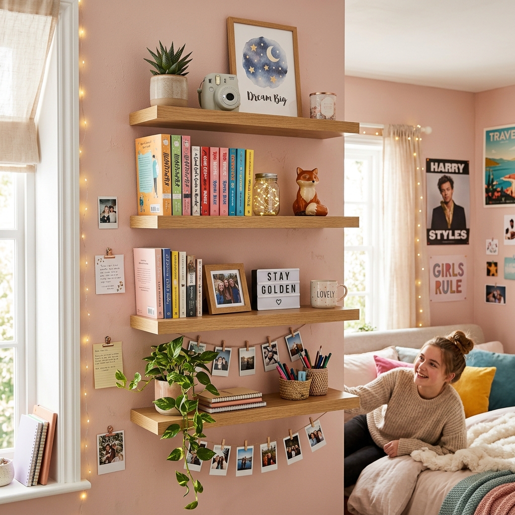 15 Teen Girl Bedroom Ideas That Will Instantly Upgrade Your Space (And Yes, You’ll Want Them All) 8 Wall Shelves for Cute Displays