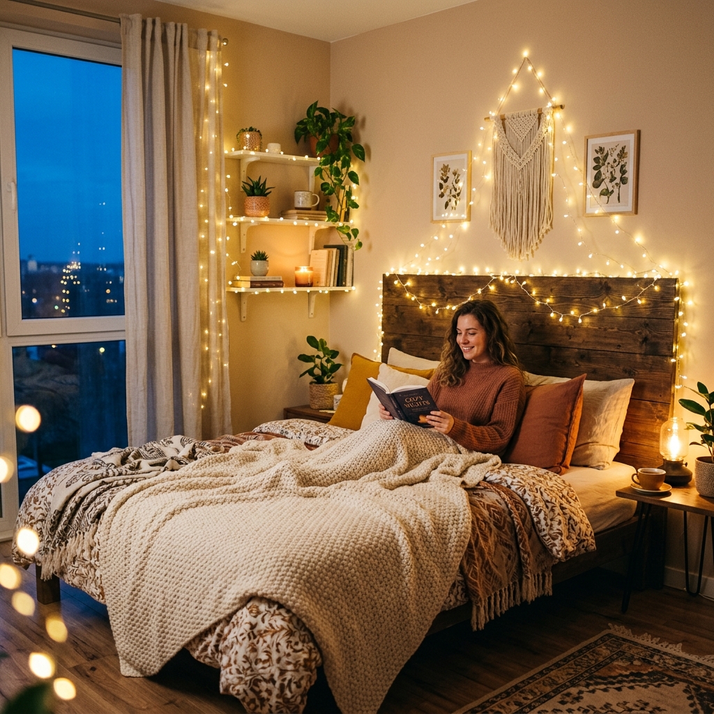 14 Cozy Bedroom Ideas That’ll Instantly Make You Want to Cancel Plans and Stay In 3 Warm Fairy Lights
