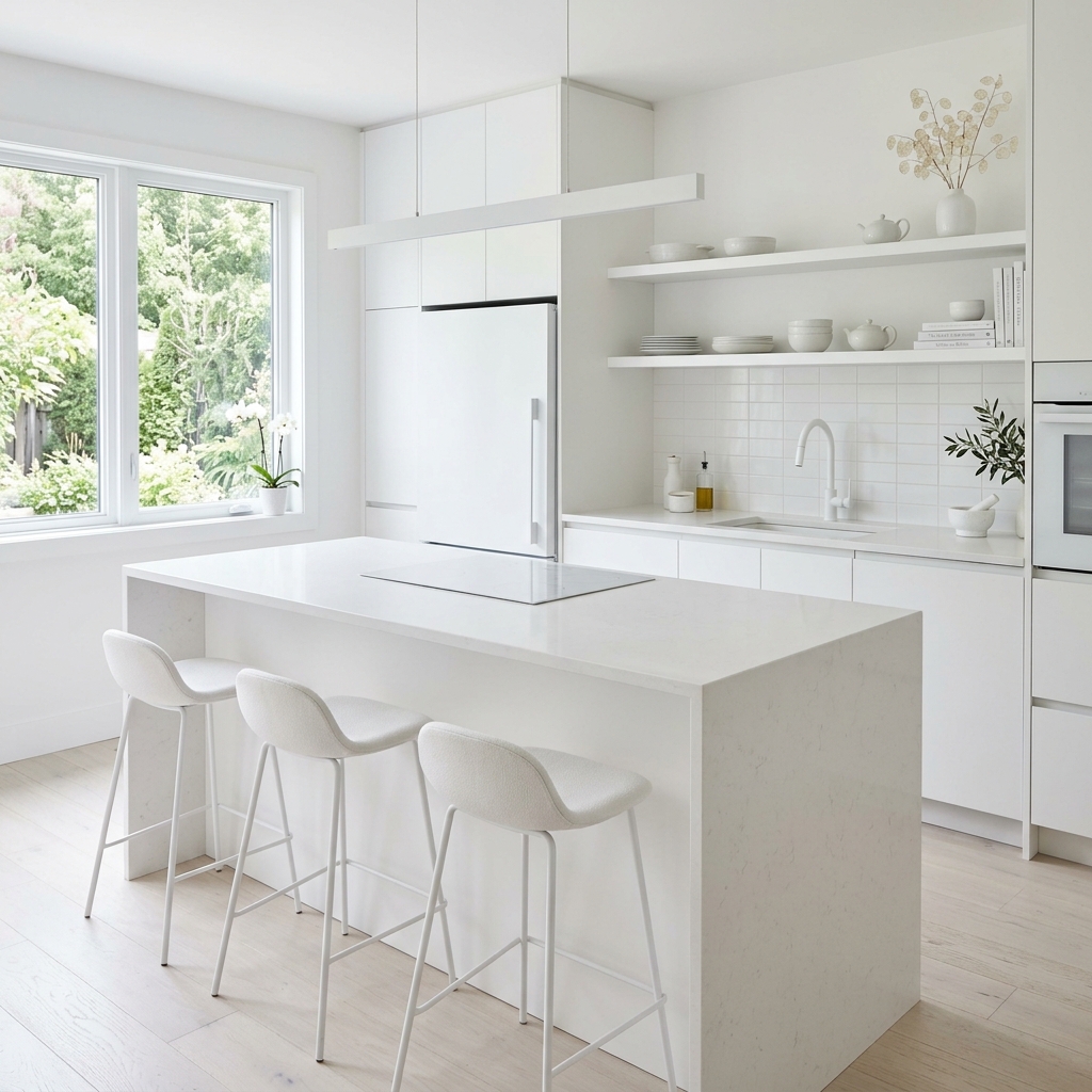 15 White Kitchen Ideas That Feel Straight Out of a Pinterest Dream (But Actually Work IRL) 3 White on White Minimalist Dream