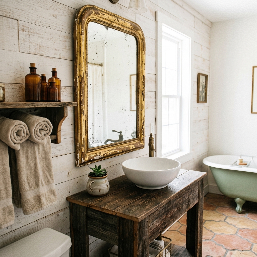 Wooden OpeVintage Mirrors with Personalityn Shelving