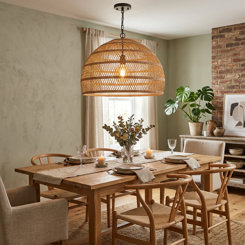 14 Dining Room Light Fixtures That Instantly Upgrade Your Space (And Yes, You’ll Want Them All ) 12 Woven Rattan Pendant